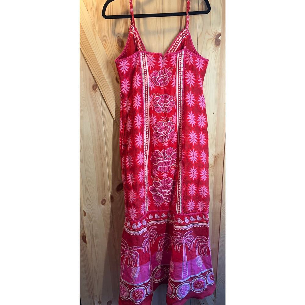 Farm Rio Summer SunriseEmbroidered Linen Maxi Dress NWT- Size L - Picture 7 of 15
